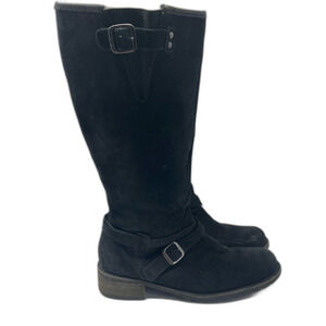 Women's L.L. Bean Leather Tall Nubuck Riding Boots Low Heel 9.5